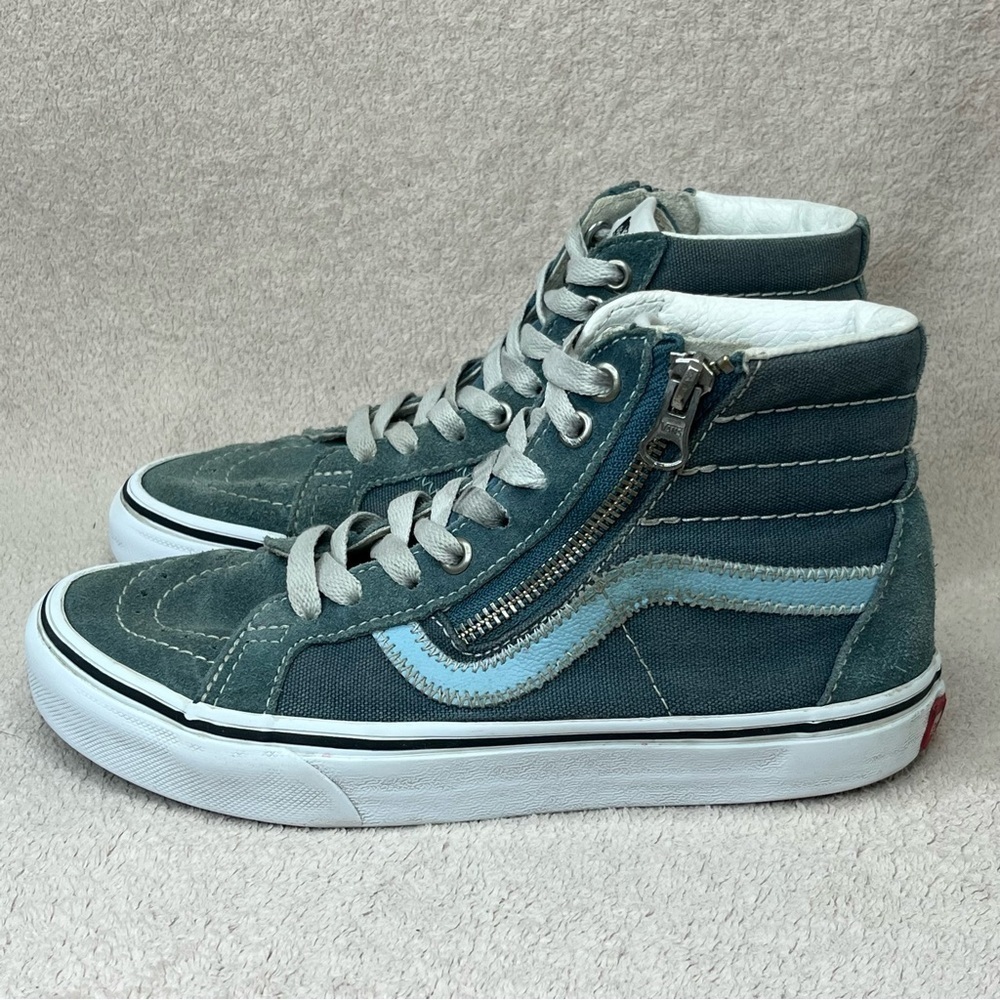 Vans Suede Sk8 Hi Zipper Sneakers Women’s 5.5 Blue Casual Skater Classic Boho - Picture 3 of 9